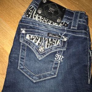 Zebra dark wash mid rise bootcut miss mes